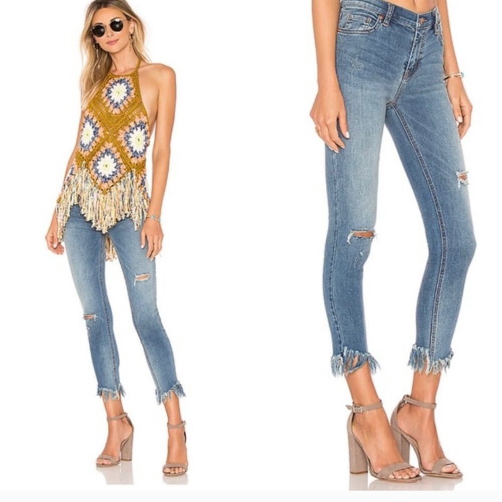 Free people Great Heights Frayed Skinny Jeans - Picture 2 of 15
